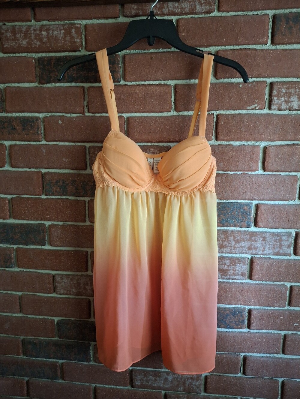 Ambrielle Ombre Satin-Look Cami in Peach and Coral